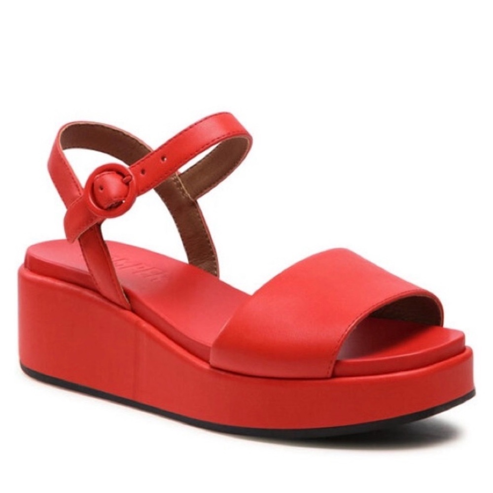 Camper Women's Size 40/9 Misia Red Leather Platform Sandals